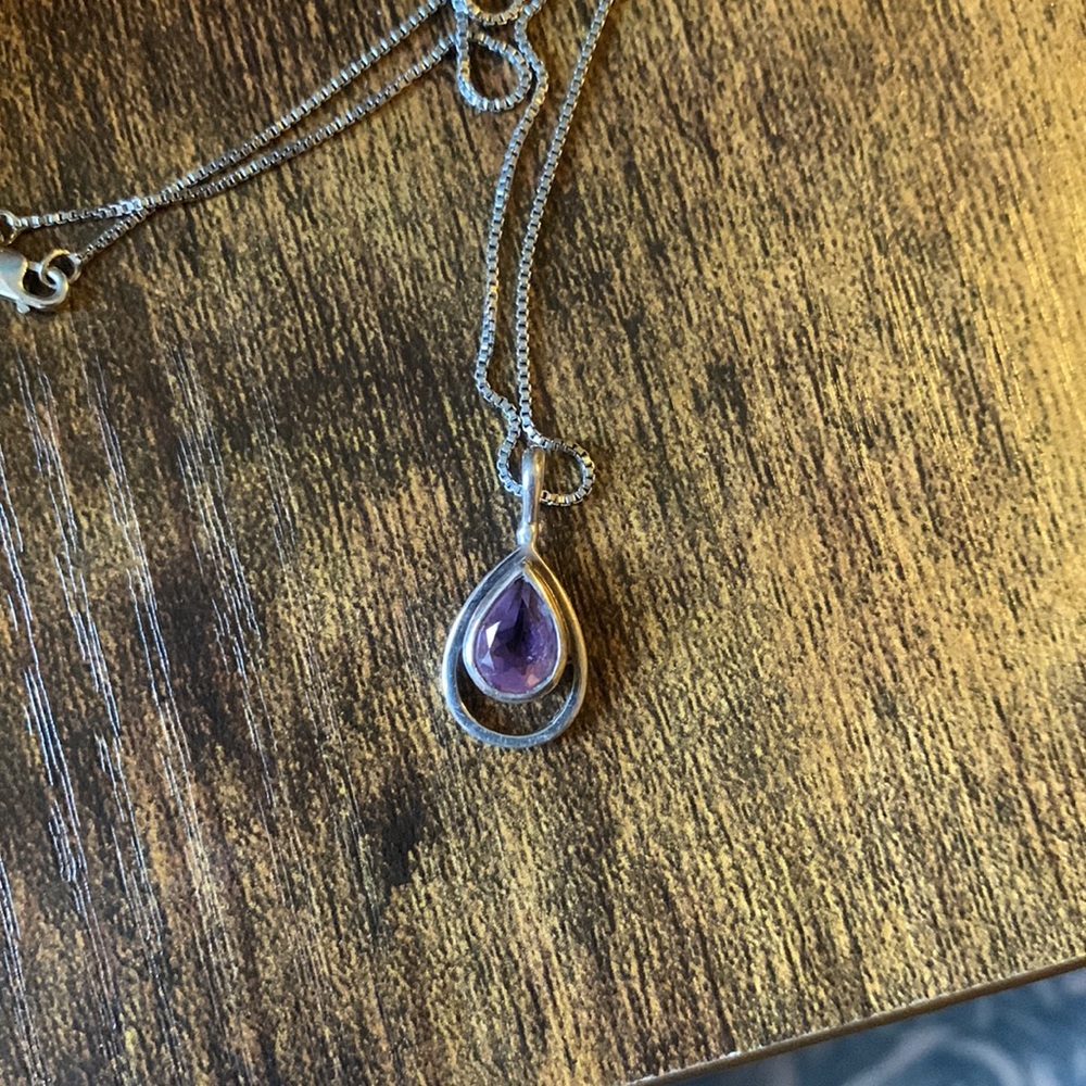 Purple tear drop necklace